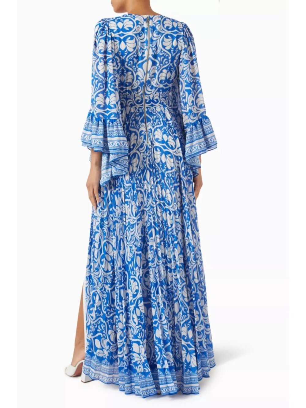 NWT Alice + Olivia Selene Pleated Maxi Dress Soiree True Blue Floral Size 8 $895 - Picture 9 of 13